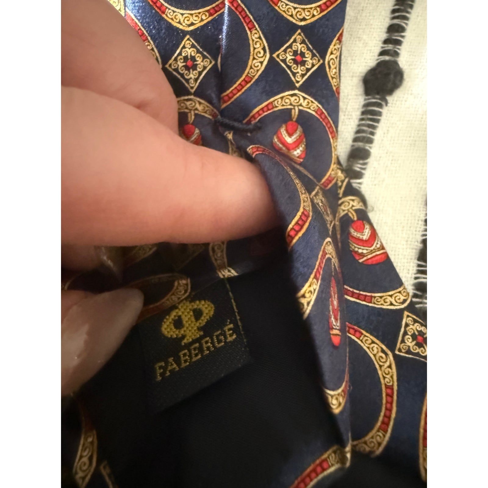 Faberge | Blue Red And Gold 100% Silk Egg Tie Necktie Easter Tie — image 5 of 6